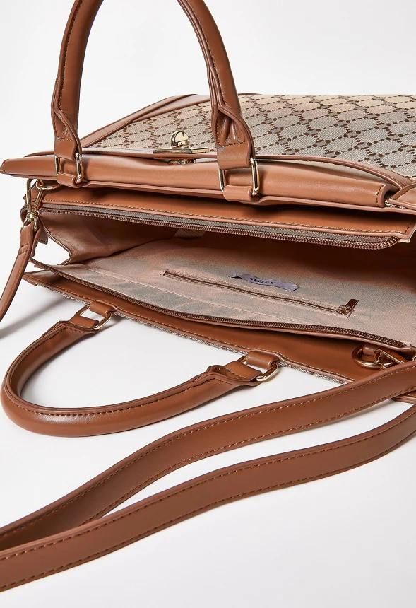Turn Lock Top Handle Satchel - Image 6