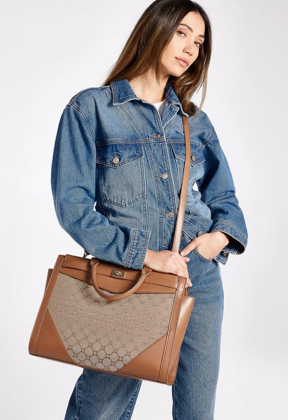 Turn Lock Top Handle Satchel - Image 7