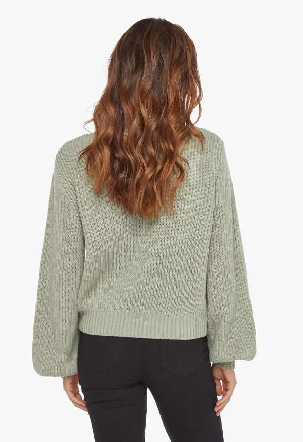 Turtleneck Blouson Sleeve Sweater - Image 2