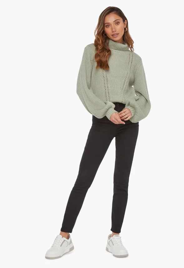 Turtleneck Blouson Sleeve Sweater - Image 3