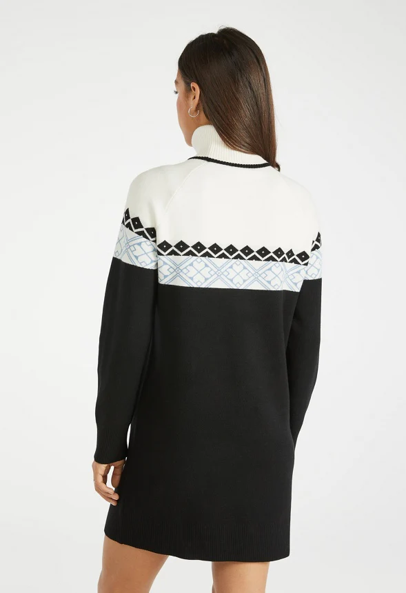 Turtleneck Jacquard Sweater Dress - Image 2