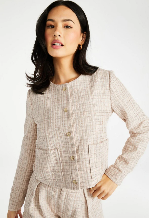 Tweed Button Front Short Jacket - Image 2