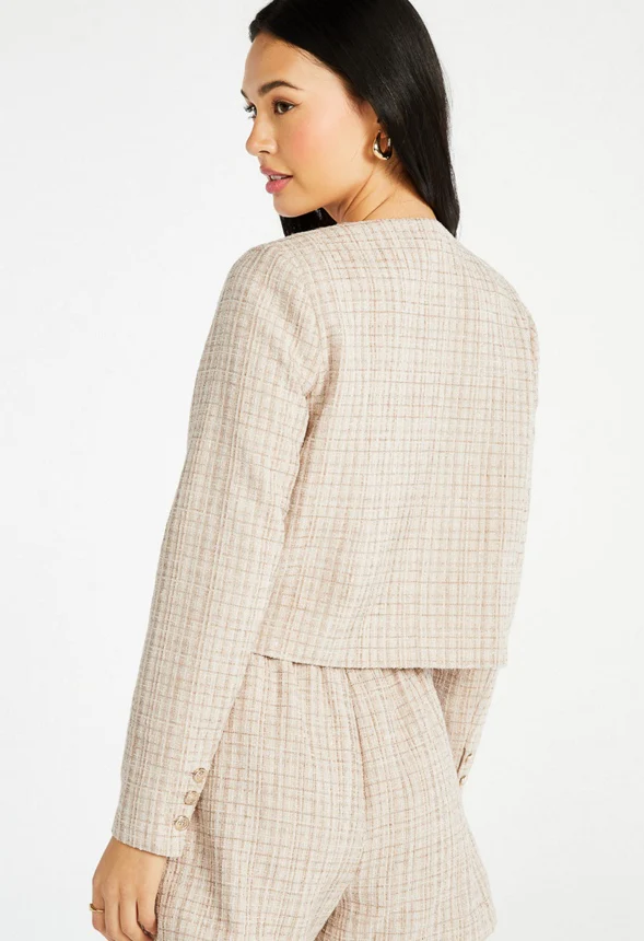 Tweed Button Front Short Jacket - Image 3