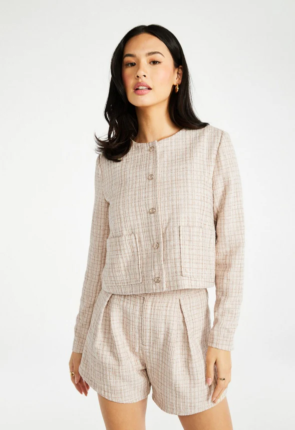 Tweed Button Front Short Jacket - Image 5