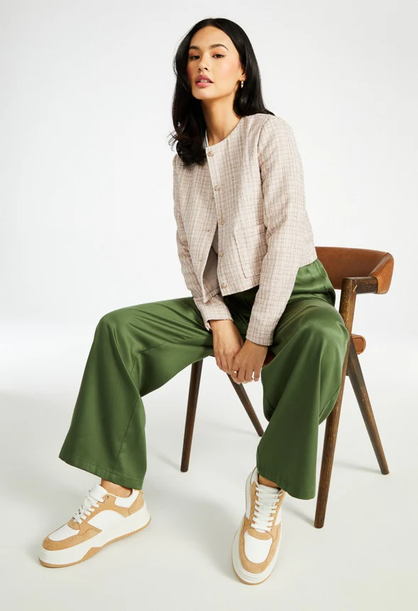 Tweed Button Front Short Jacket - Image 8