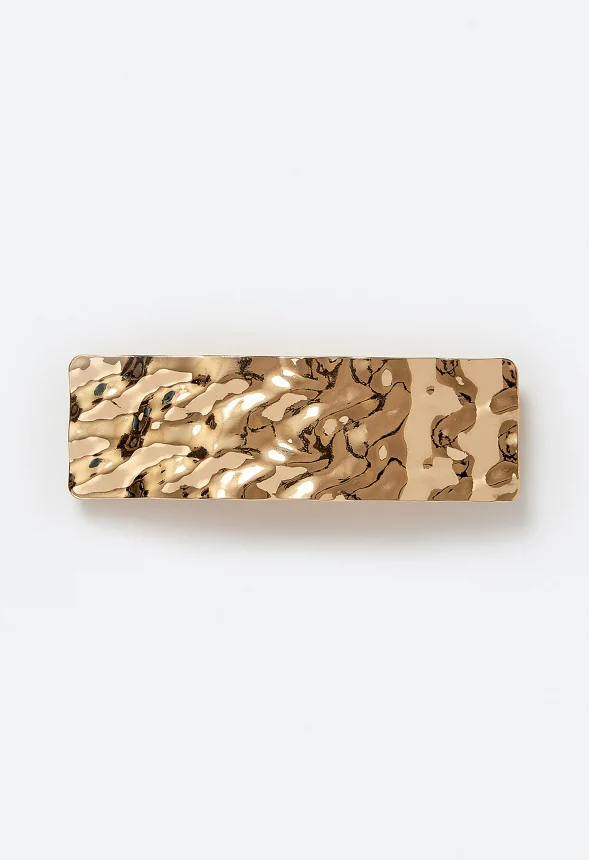 Tyla Molten Textured Metal Rectangular Barrette - Image 2