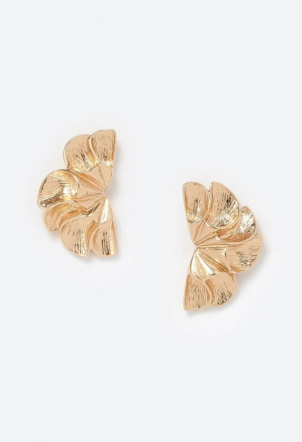 Una Textured Sculptural Petals Stud Earrings - Image 2