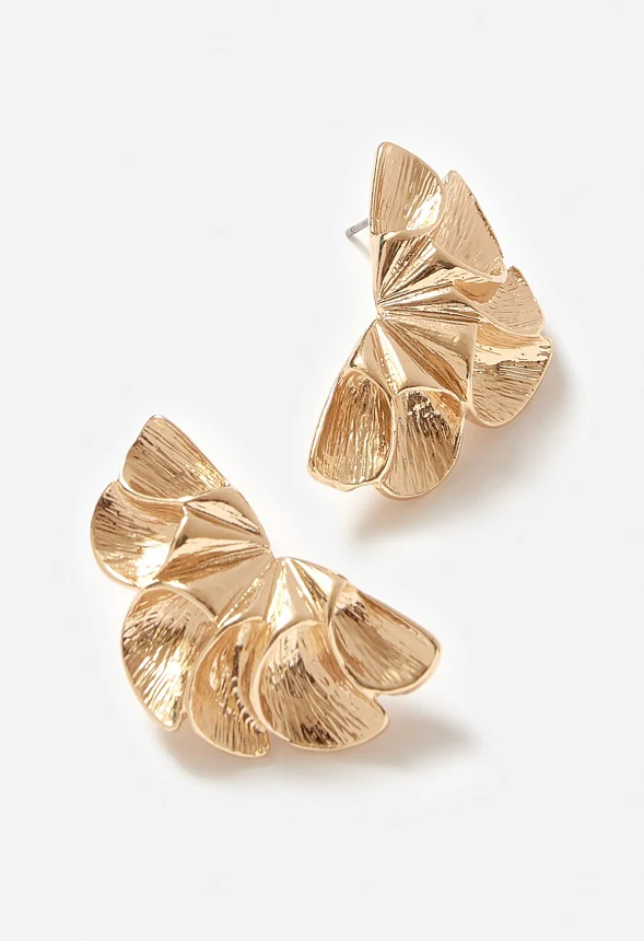 Una Textured Sculptural Petals Stud Earrings - Image 3