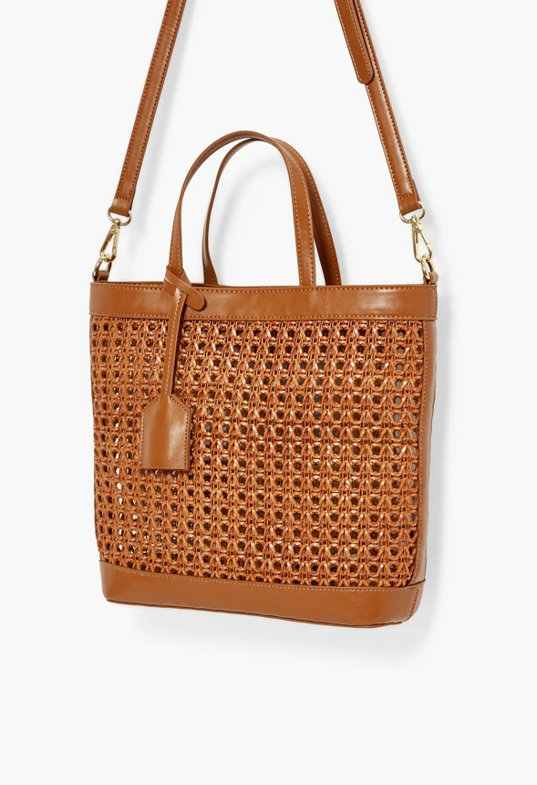 Unlined Rattan Tote Crossbody - Image 4