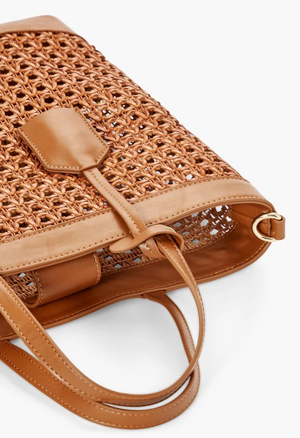 Unlined Rattan Tote Crossbody - Image 5