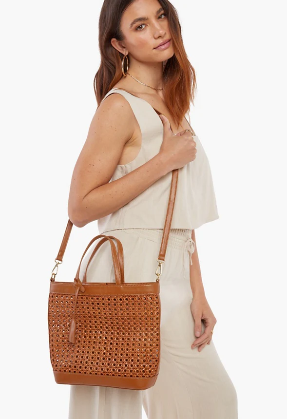 Unlined Rattan Tote Crossbody - Image 6