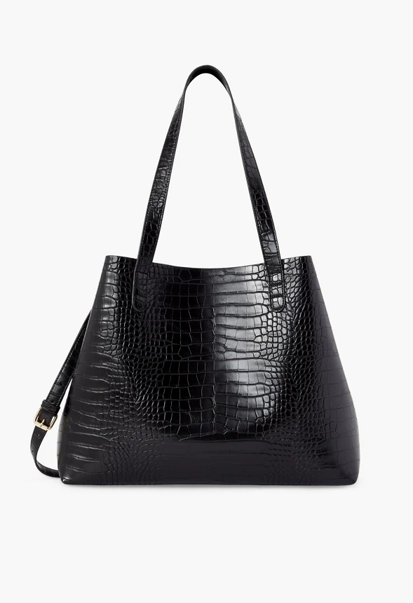 Unlined Tote With Crossbody Strap - Image 3