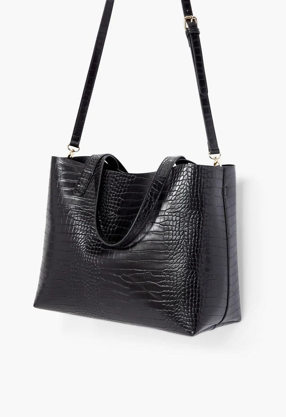 Unlined Tote With Crossbody Strap - Image 4