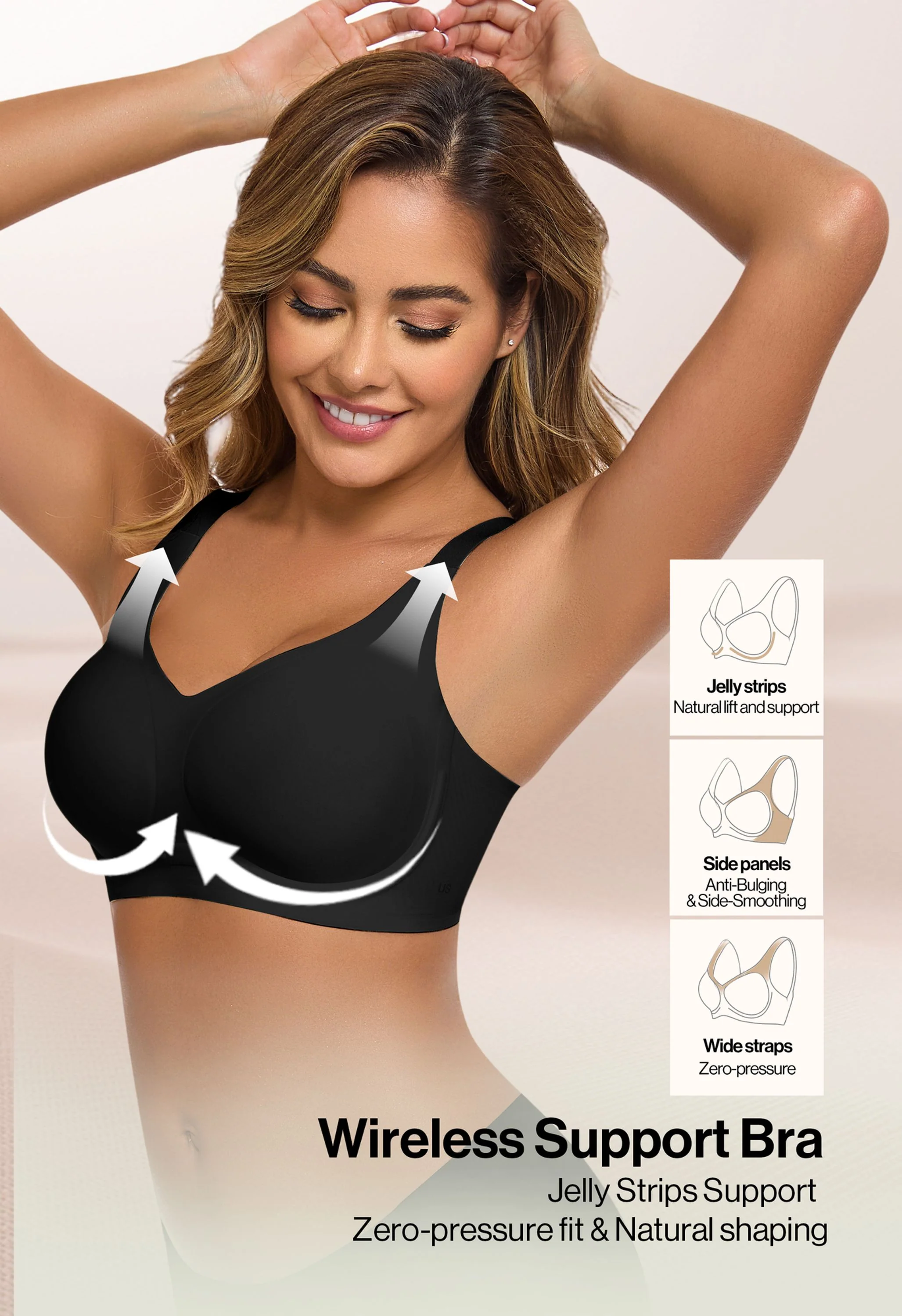 Cloudy V-Neck Support Wireless Bra - Image 4