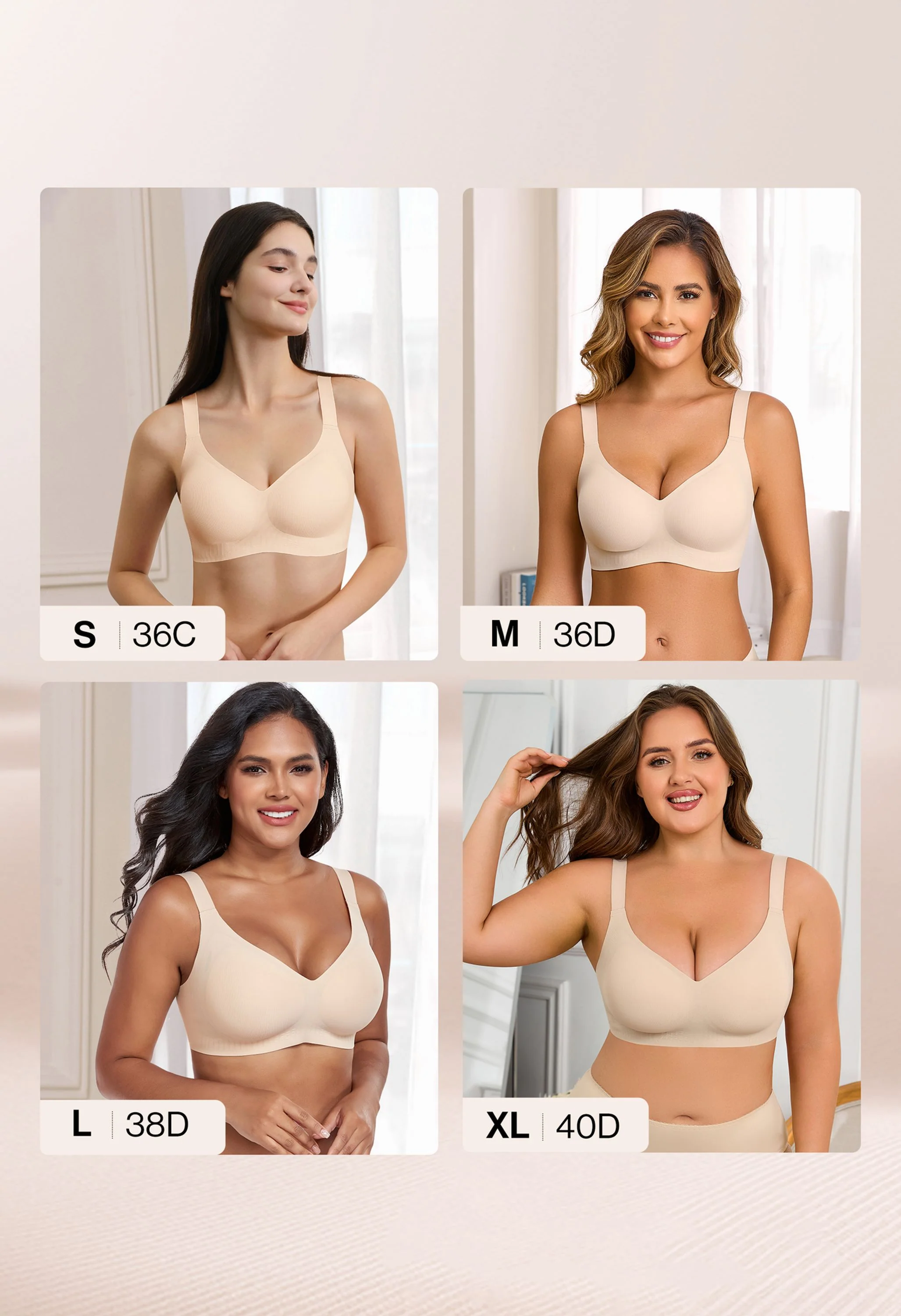 Cloudy V-Neck Support Wireless Bra - Image 5