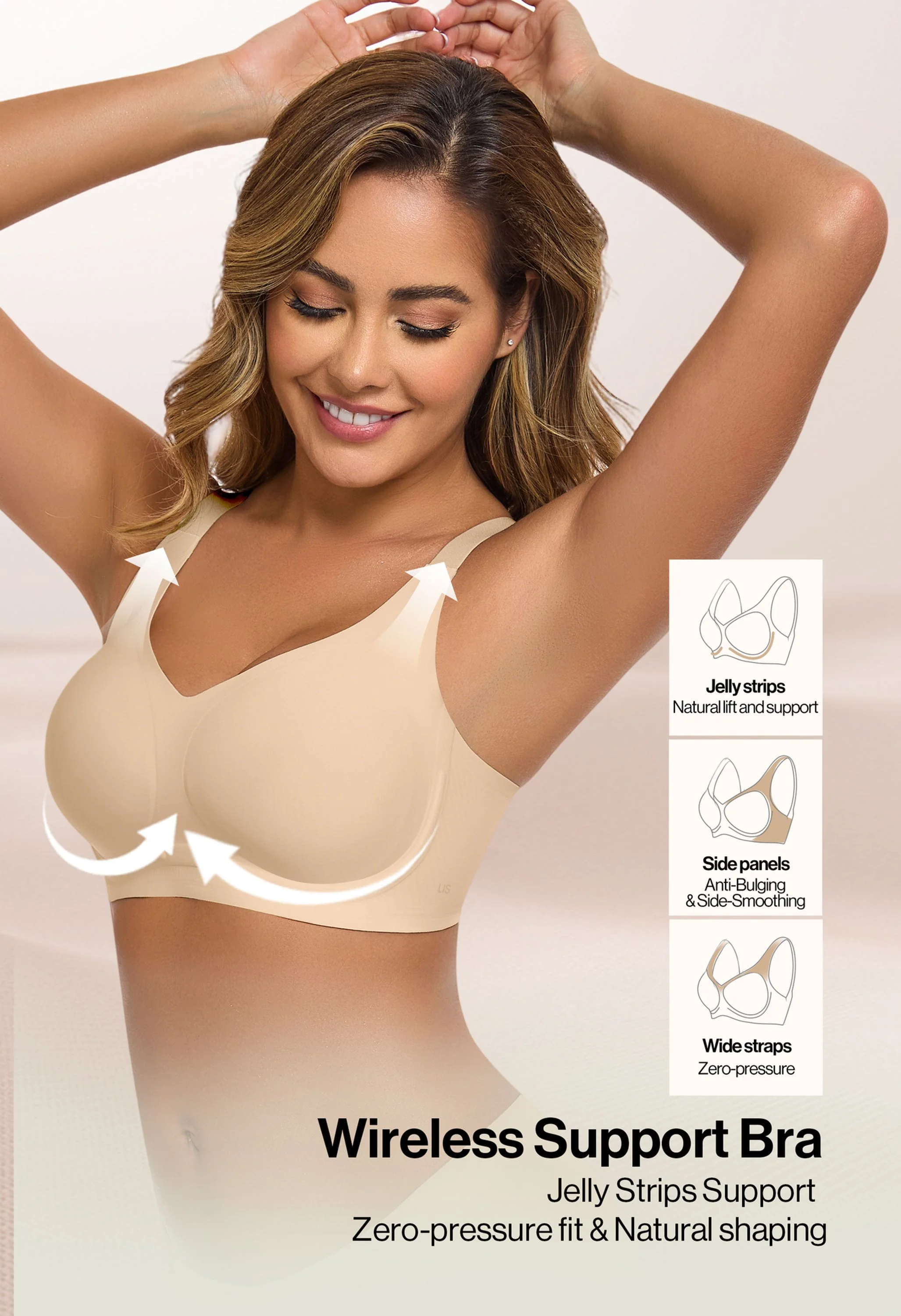Cloudy V-Neck Support Wireless Bra - Image 4