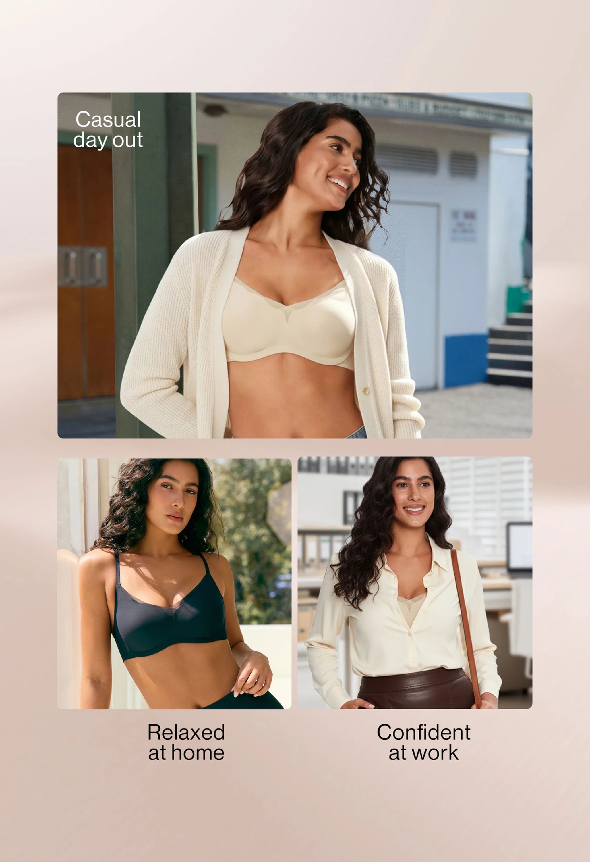 Mesh Trimmed Wave Neck Support Wireless Bra - Image 5