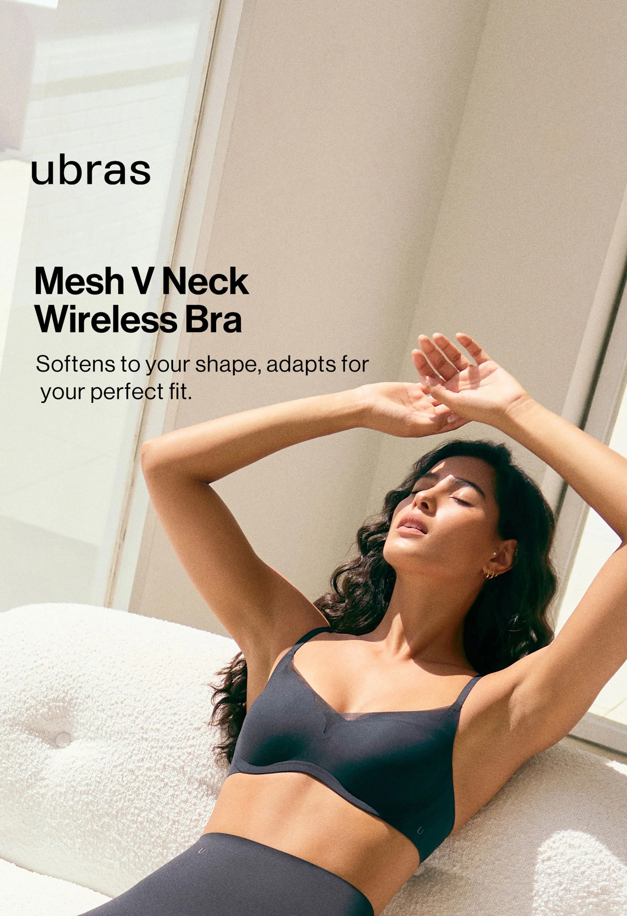Mesh Trimmed Wave Neck Support Wireless Bra - Image 7