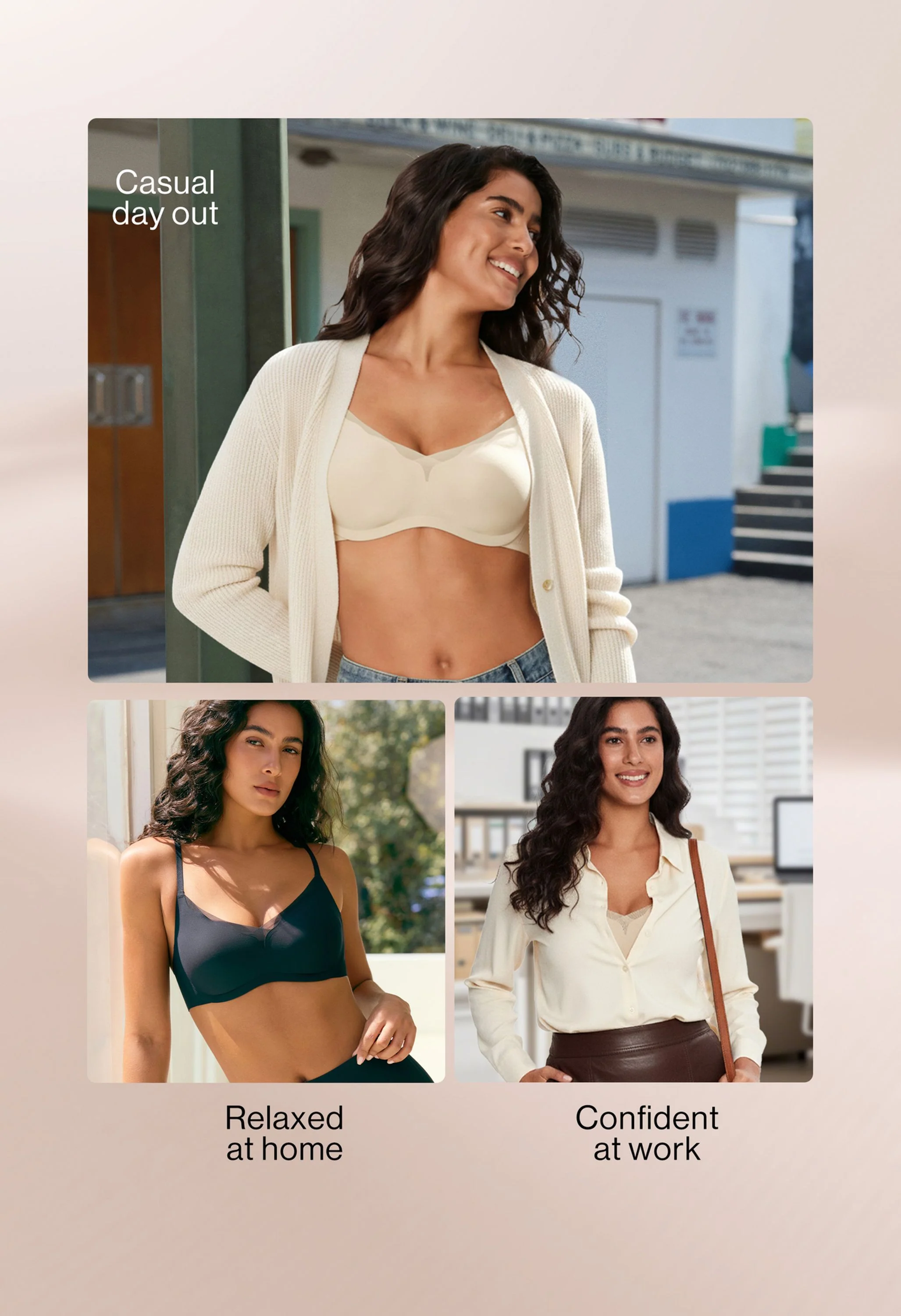 Mesh Trimmed Wave Neck Support Wireless Bra - Image 5