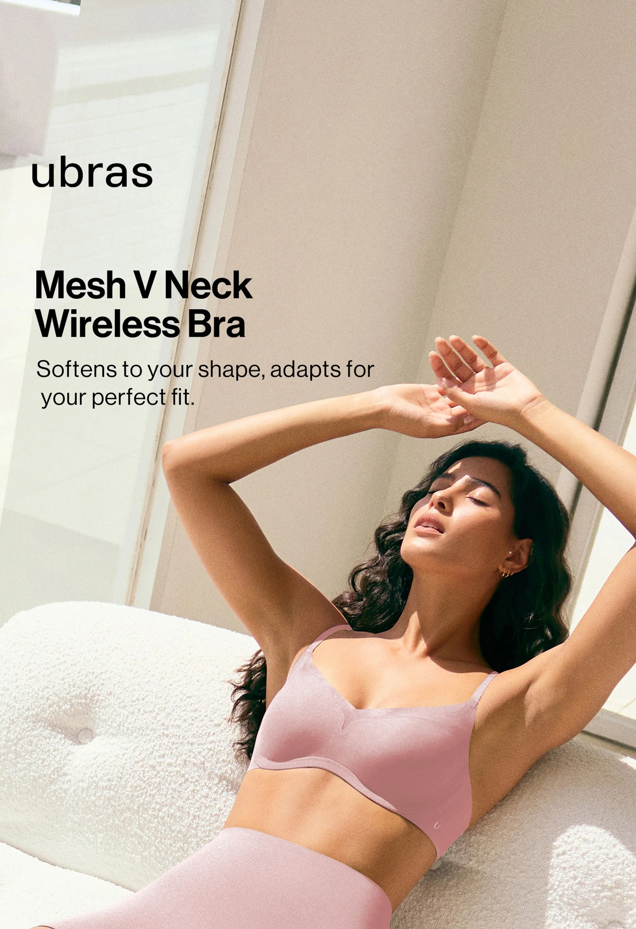 Mesh Trimmed Wave Neck Support Wireless Bra - Image 7