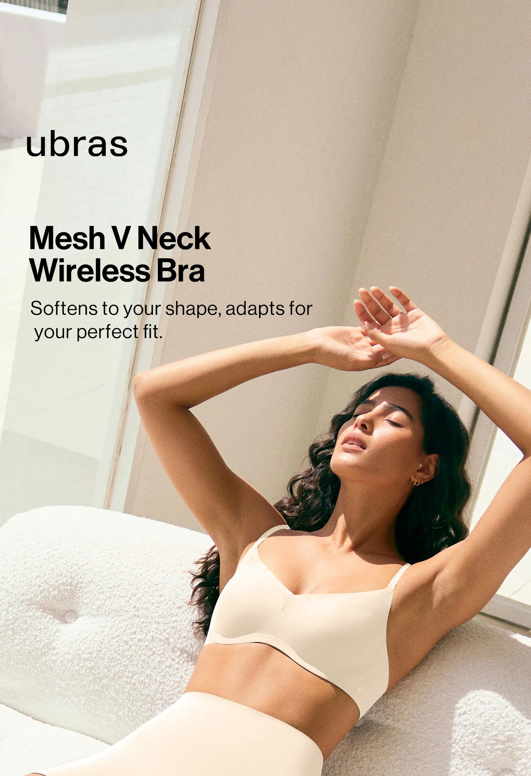 Mesh Trimmed Wave Neck Support Wireless Bra - Image 7