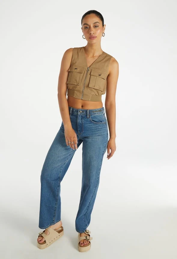 Utility Cropped Cargo Vest - Image 5