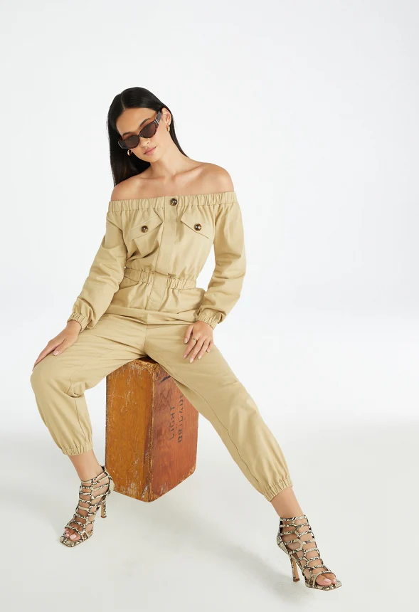 Utility Off The Shoulder Jumpsuit - Image 4