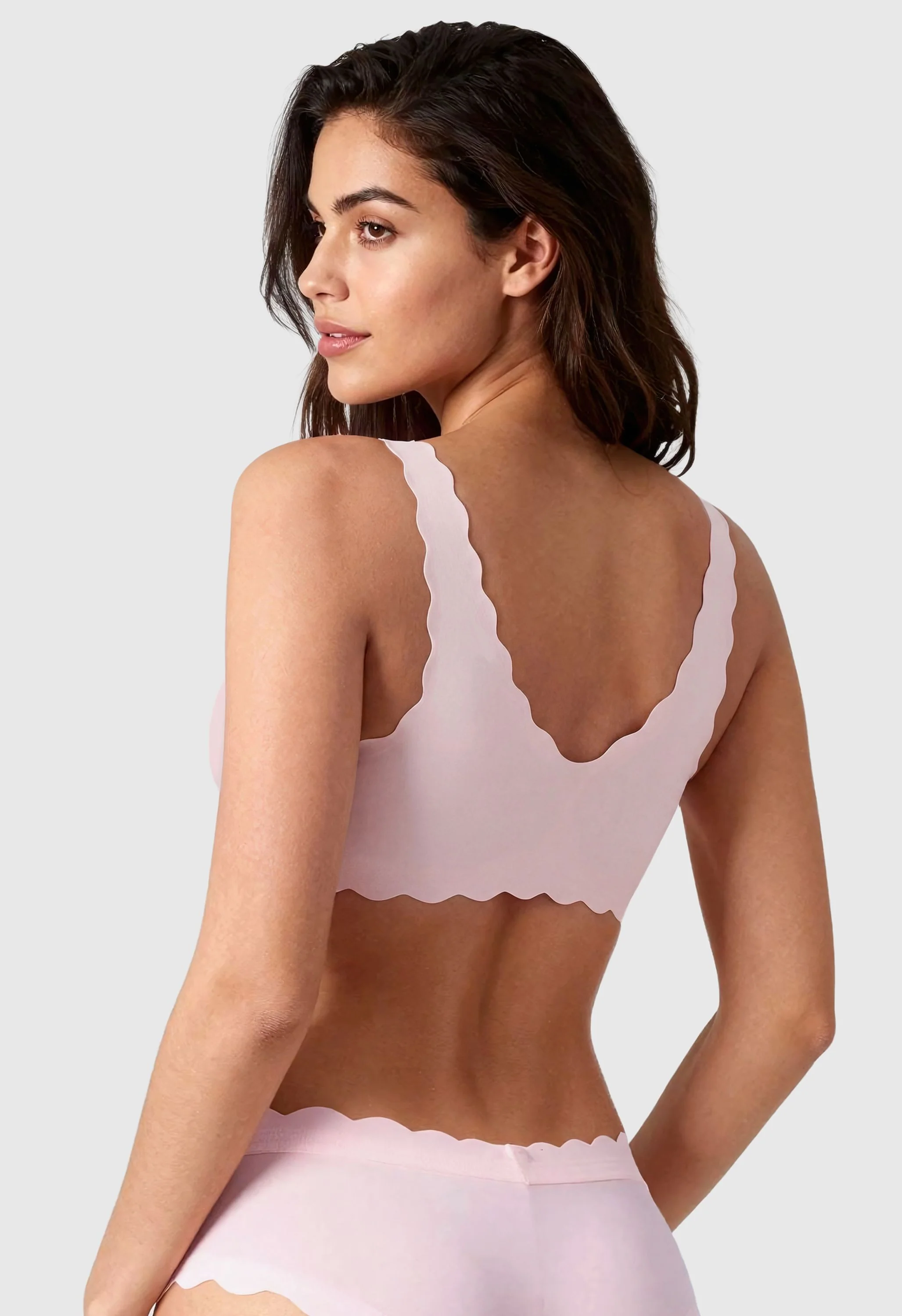 Global Seamless Wave Trimmed Deep V-Neck Bralette-Smart Size - Image 2