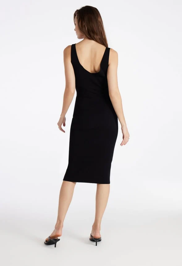 V-Neck Bodycon Midi Dress - Image 2