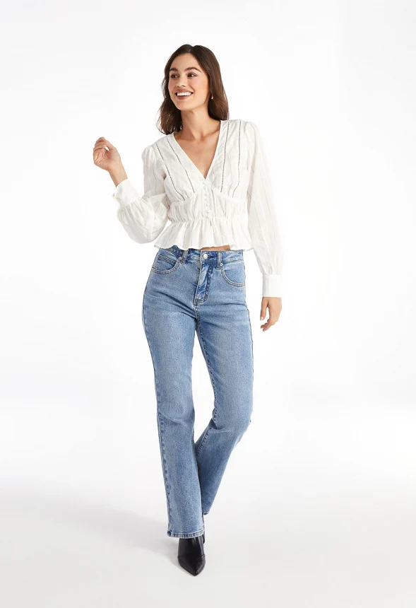 V-Neck Peplum Top - Image 2