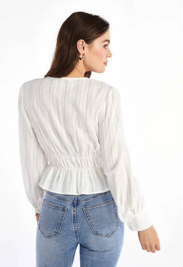 V-Neck Peplum Top - Image 3