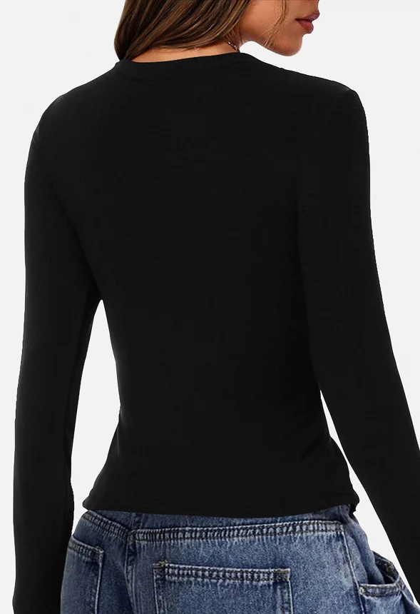 V Neck Slim Fit Crop Top - Image 2