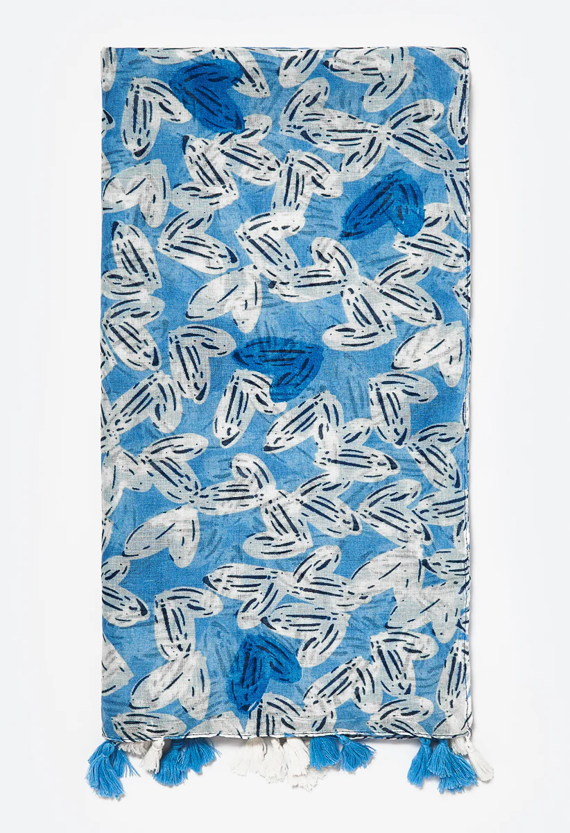 Val Heart Print Long Woven Scarf - Image 2