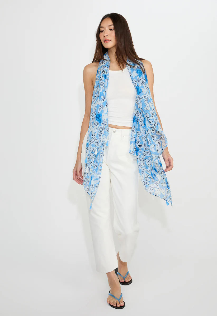 Val Heart Print Long Woven Scarf - Image 4
