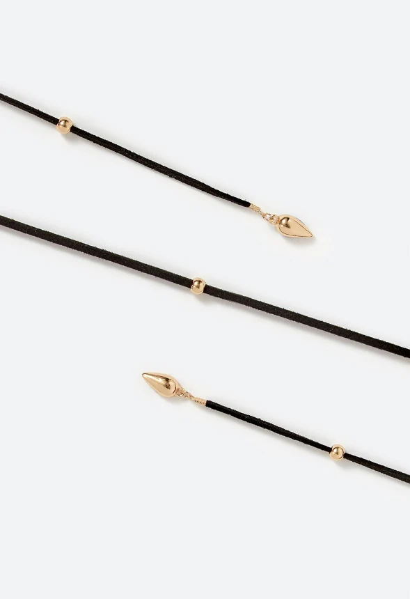 Vea Wraparound Faux Suede Lariat With Molten Teardrop Charms - Image 2