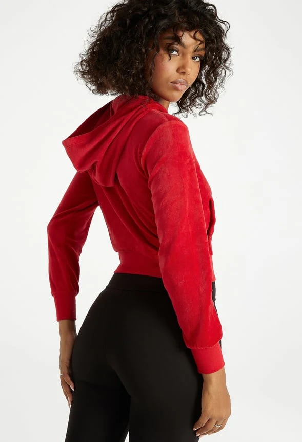 Velour Cropped Hoodie - Image 3