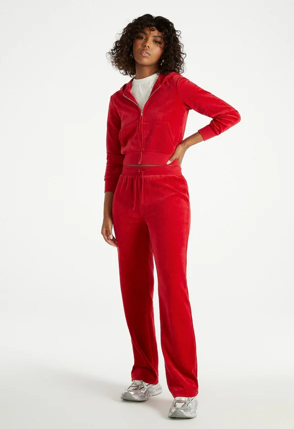 Velour Straight Pants - Image 4
