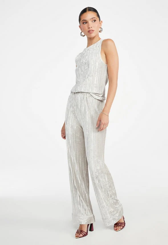 Velvet Plisse Trousers - Image 4
