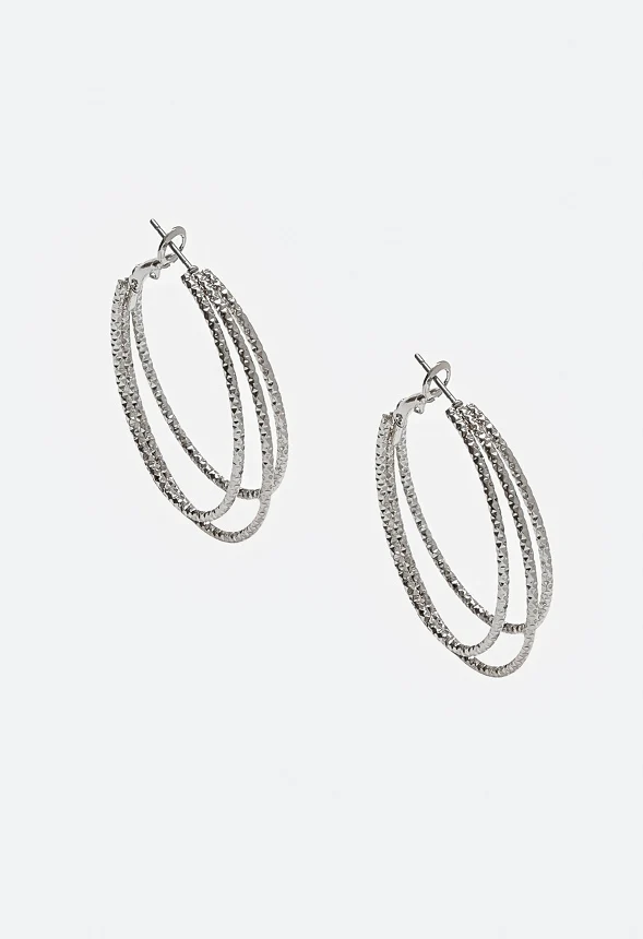 Vera Textured Triple Hoop Earrings - Image 2