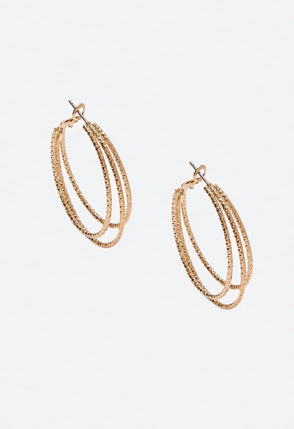 Vera Textured Triple Hoop Earrings - Image 2