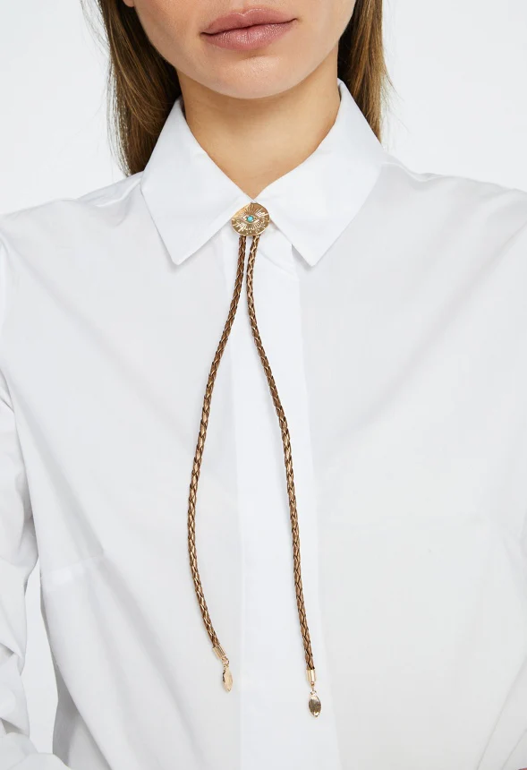 Viv Adjustable Bolo Tie Necklace With Turq Colored Stone - Image 2