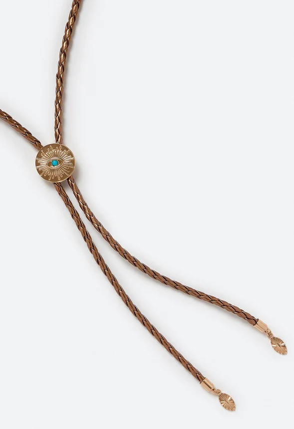 Viv Adjustable Bolo Tie Necklace With Turq Colored Stone - Image 3