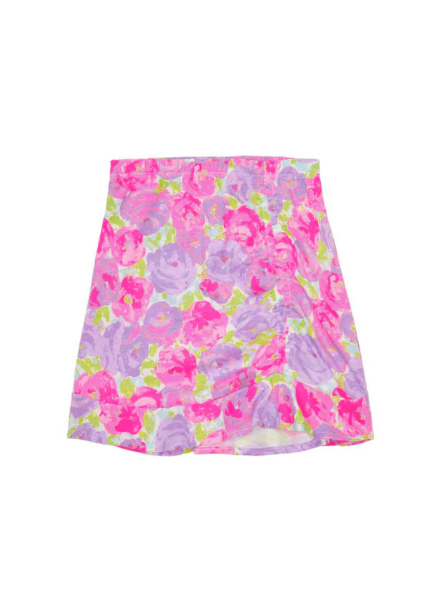 Watercolor Floral Cinched Ruffle Skirt - Image 2