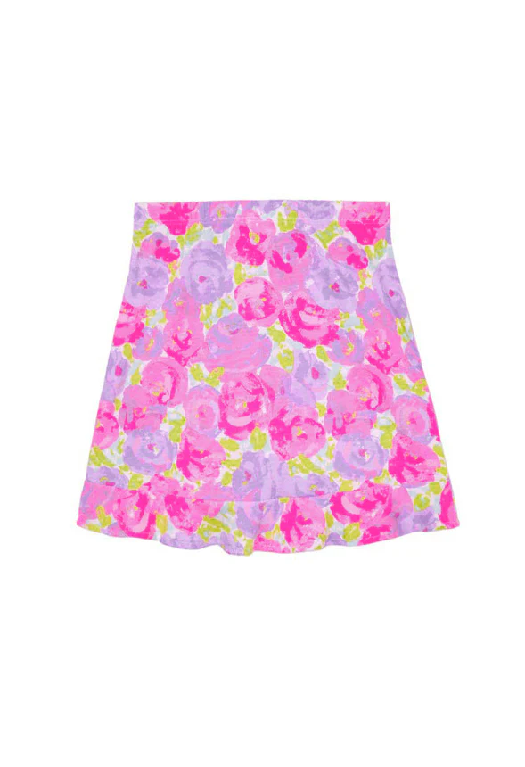 Watercolor Floral Cinched Ruffle Skirt - Image 3