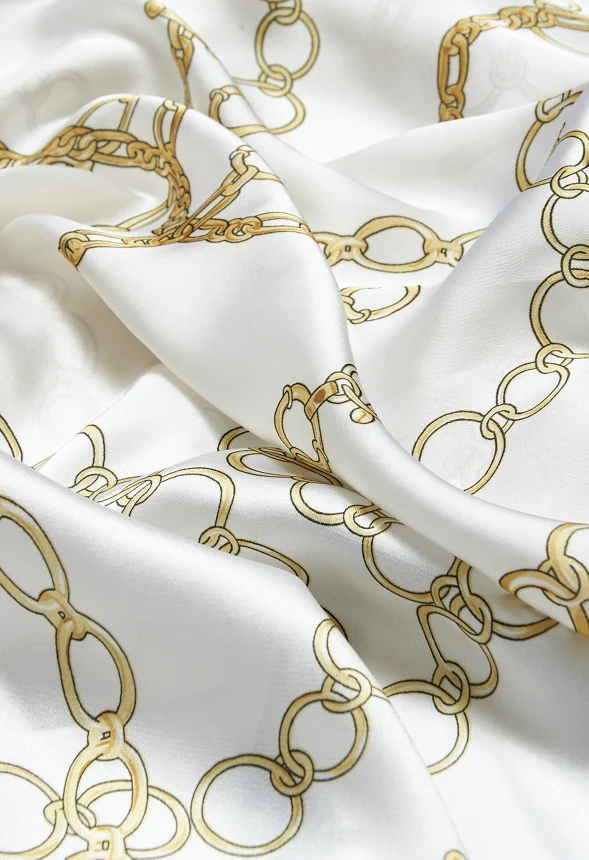 Wave Gold Chain Print Silk Like Scarf - Image 4