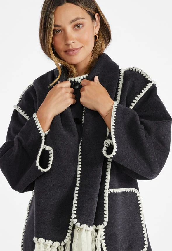 Whip Stitch Scarf Coat - Image 3