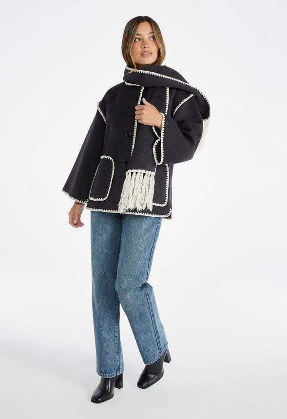 Whip Stitch Scarf Coat - Image 4