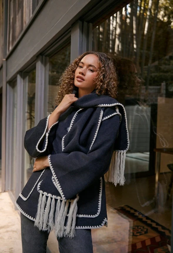 Whip Stitch Scarf Coat - Image 6