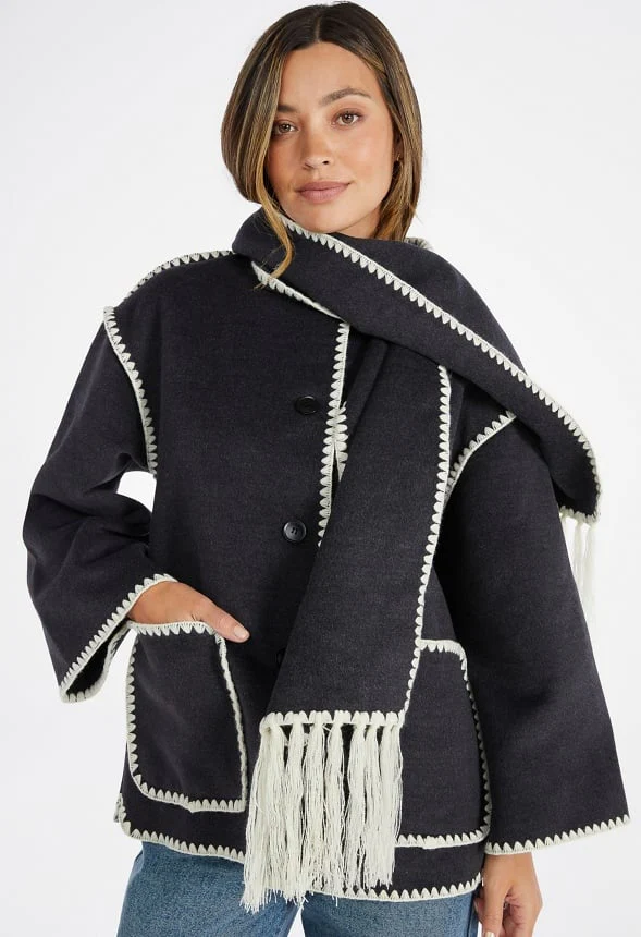 Whip Stitch Scarf Coat - Image 8