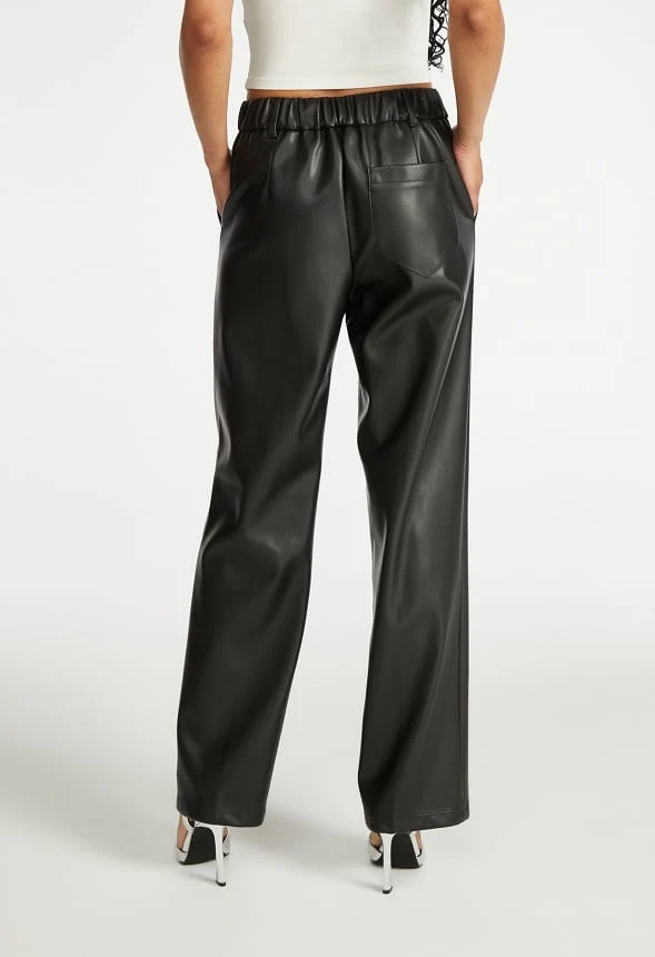 Wide Leg Faux Leather Trousers - Image 2